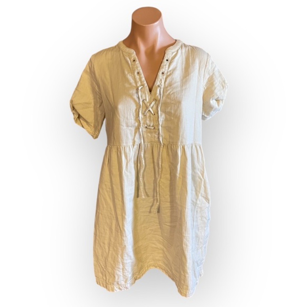 Old Navy Women’s Small Wishbone Lace Up Knee Length Twill Utility Shift Dress